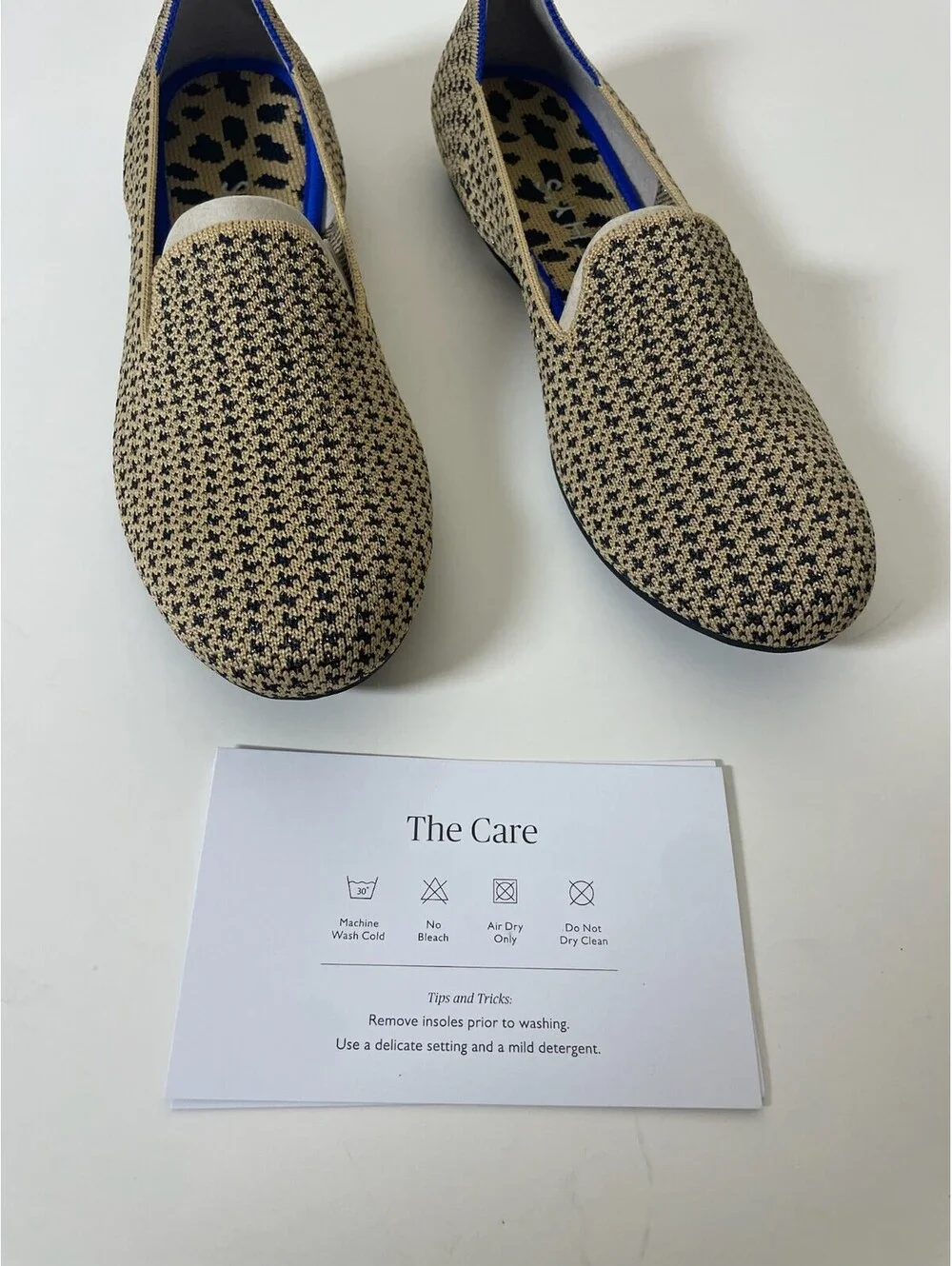 Rothys The Loafer Gold Houndstooth Tan Black Washable Slip On Flats Sz 8 NWOB